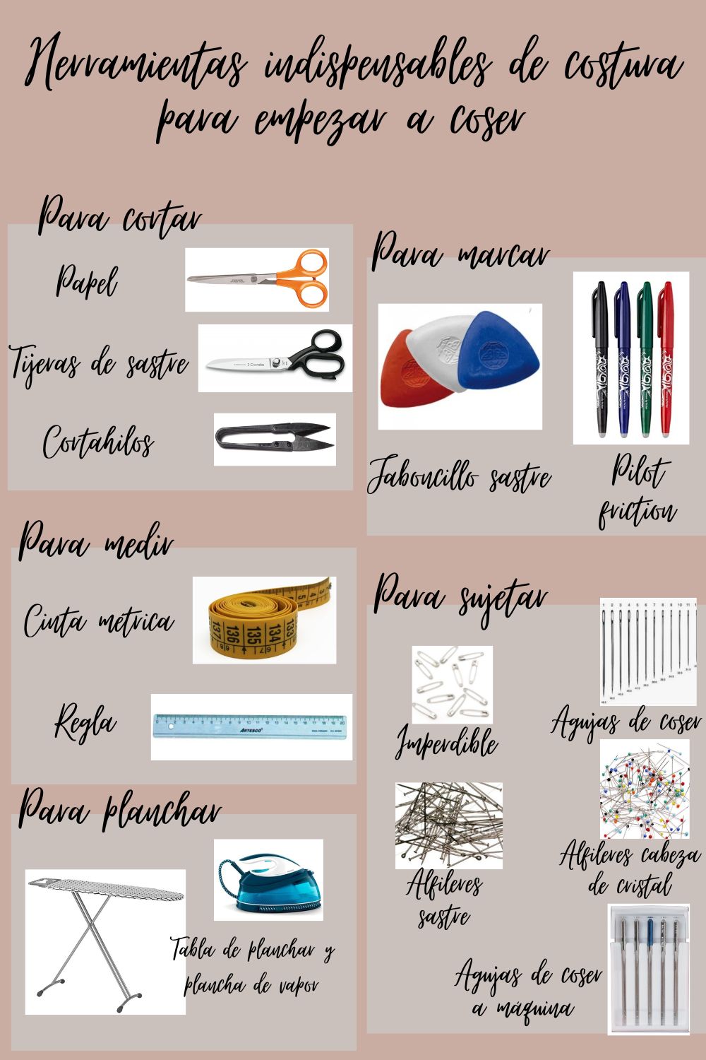 Herramientas necesarias para coser a máquina. – Elena OsesB